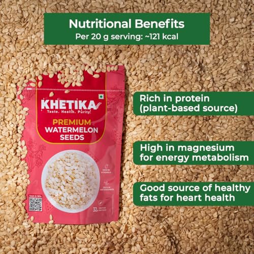 Image of Khetika Watermelon Seeds 200g | Seeds, Jumbo Watermelon Seeds 200gm, Seeds for Eating, Healthy Snacks, Rich in Antioxidant & Protein Rich, No Preservatives, Gluten Free (Pack of 2)