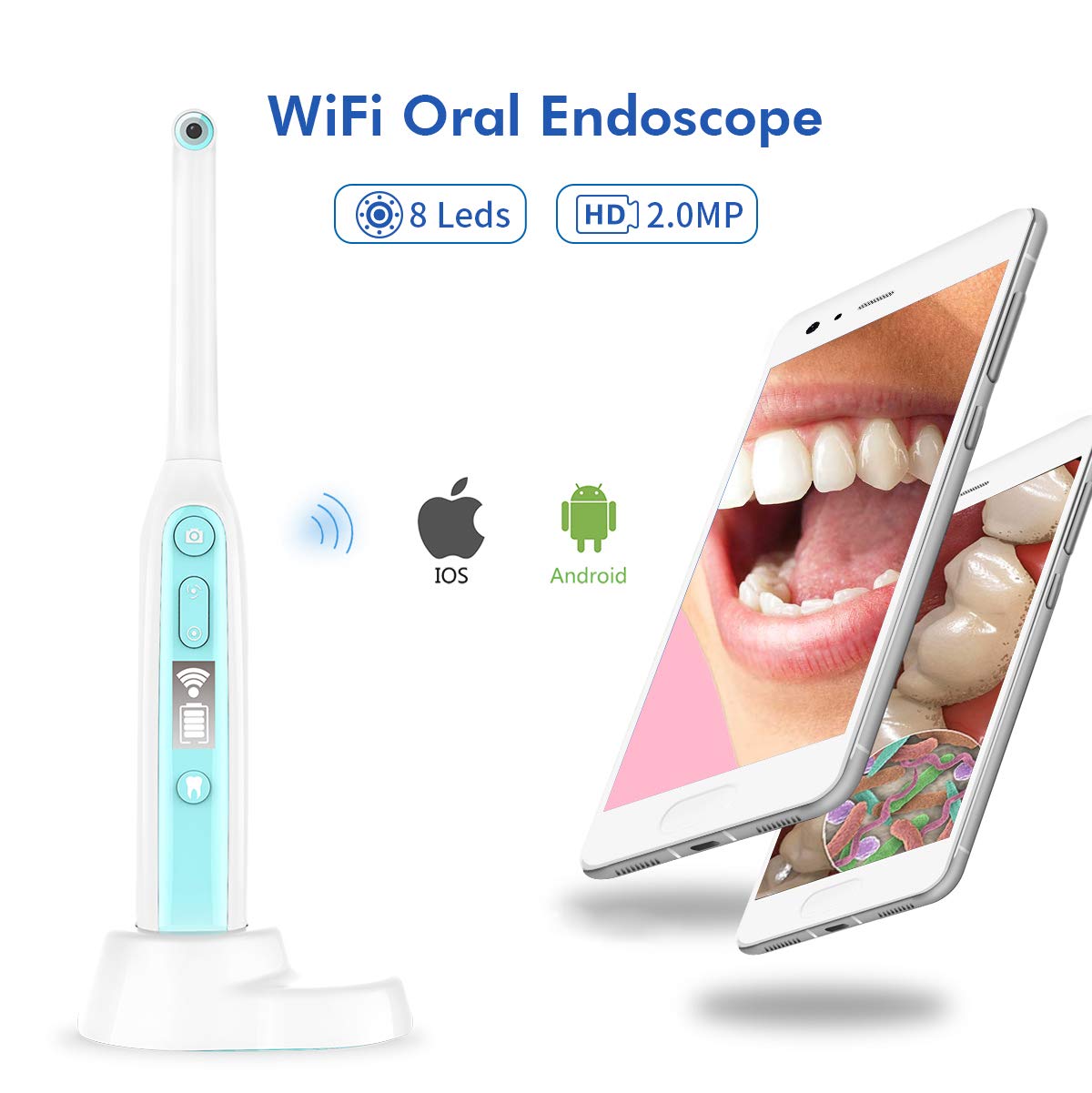 Nuevo aterrizaje 2MP 1080P inalámbrico WIFI endoscopio dental cámara intraoral