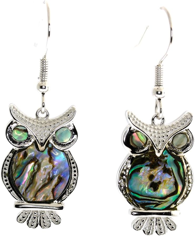 Heart Beats Sterling Silver Eurasian-Eagle-OWL Abalone Optional,Necklace, Earrings or Necklace/Earrings Set (Necklace Earrings Sets)