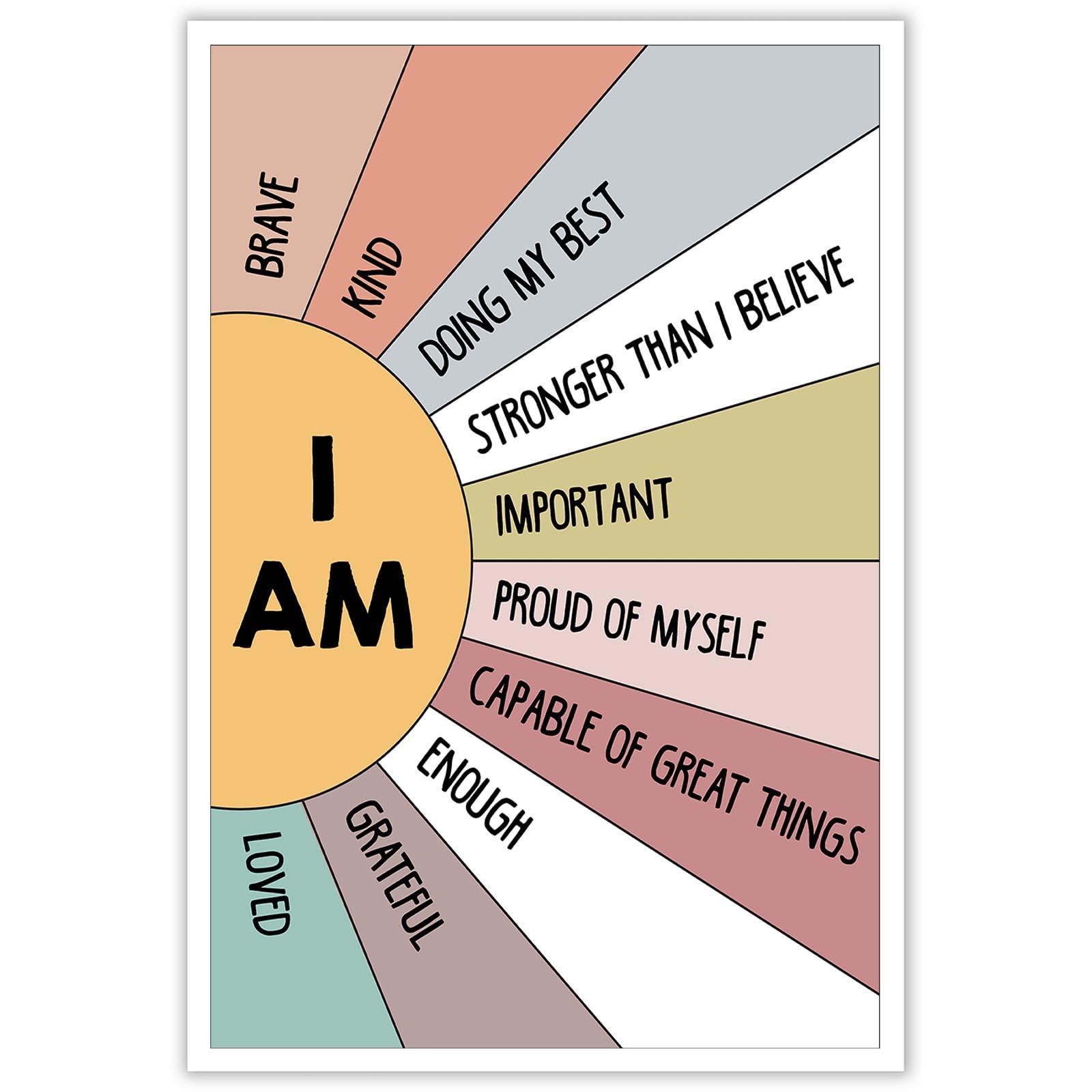 Cmoqtiv Positive Affirmations Growth Mindset Educational Canvas Wall Art Mental Health Calm Down Corner poster Therapy Emotion Office Prints Painting For Home Bedroom Wall Decor 12x16in Unframed