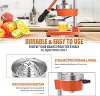 Vista 6 de Commercial Heavy Duty Cast Iron Hand Press Manual Orange Citrus Lemon Lime Grapefruit Pomegranate Fruit Juice Squeezer Machine with Stainless Steel