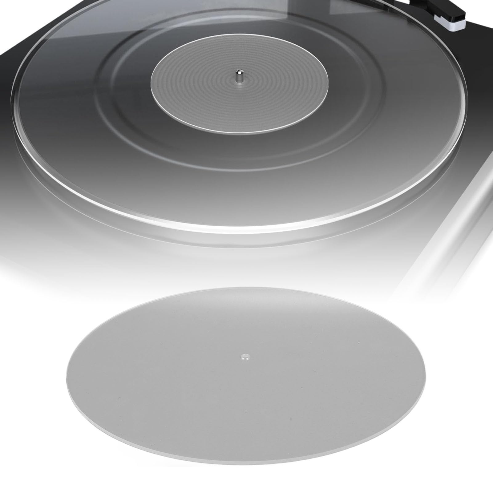 Alfombrilla para tocadiscos, plato acrílico para tocadiscos, antiestático, reducción de ruido, apto para tocadiscos de 12 pulgadas (transparente)