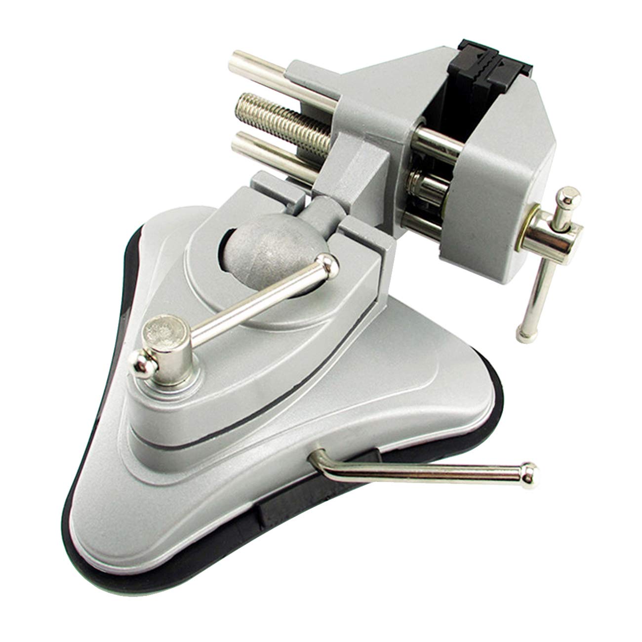 Mini Vacuum Base Vise - 360° Swiveling Head With Soft Jaws For DIY Projects & Crafts
