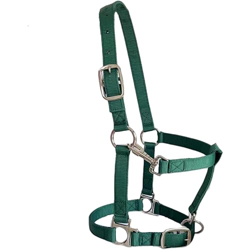 Heavy Duty Soft Nylon Horse Halter, Padded and Adjustable, Chin and Throat Snap Hook Halters for Horses, Heavy-Duty Metal Buckle