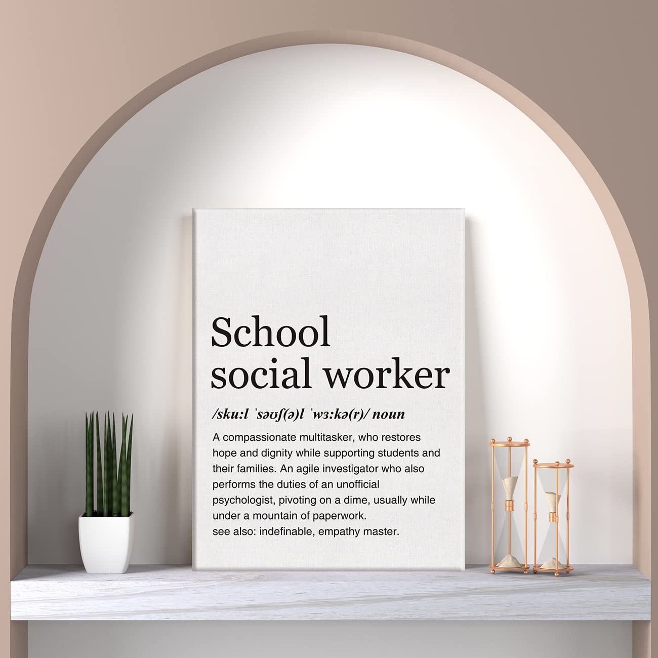 Stampa Su Tela Motivazionale Per Assistente Sociale - Quadro Con Definizione Della Professione, 29x38cm, Regalo