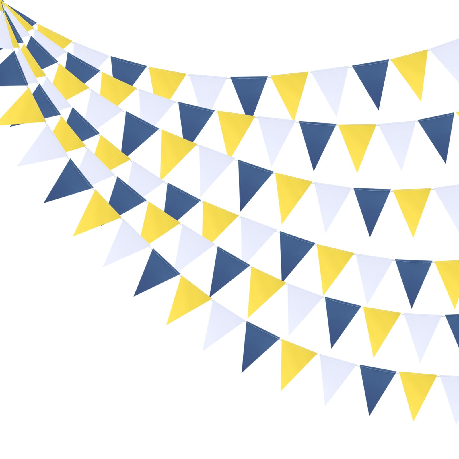 Mefuny Wimpelkette für Abschlussfeier, Hochzeit, Geburtstag, Babyparty, Brautparty, Marineblau, Gelb, Weiß, 3 Stück