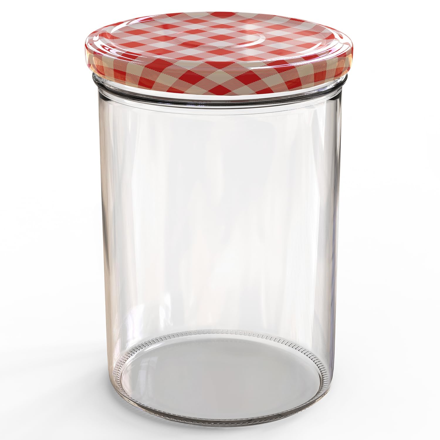 Oputec 12 Barattoli Per Conserva 440ml Con Coperchio A Vite TO 82 - Quadretti Rossi, Made In Germany