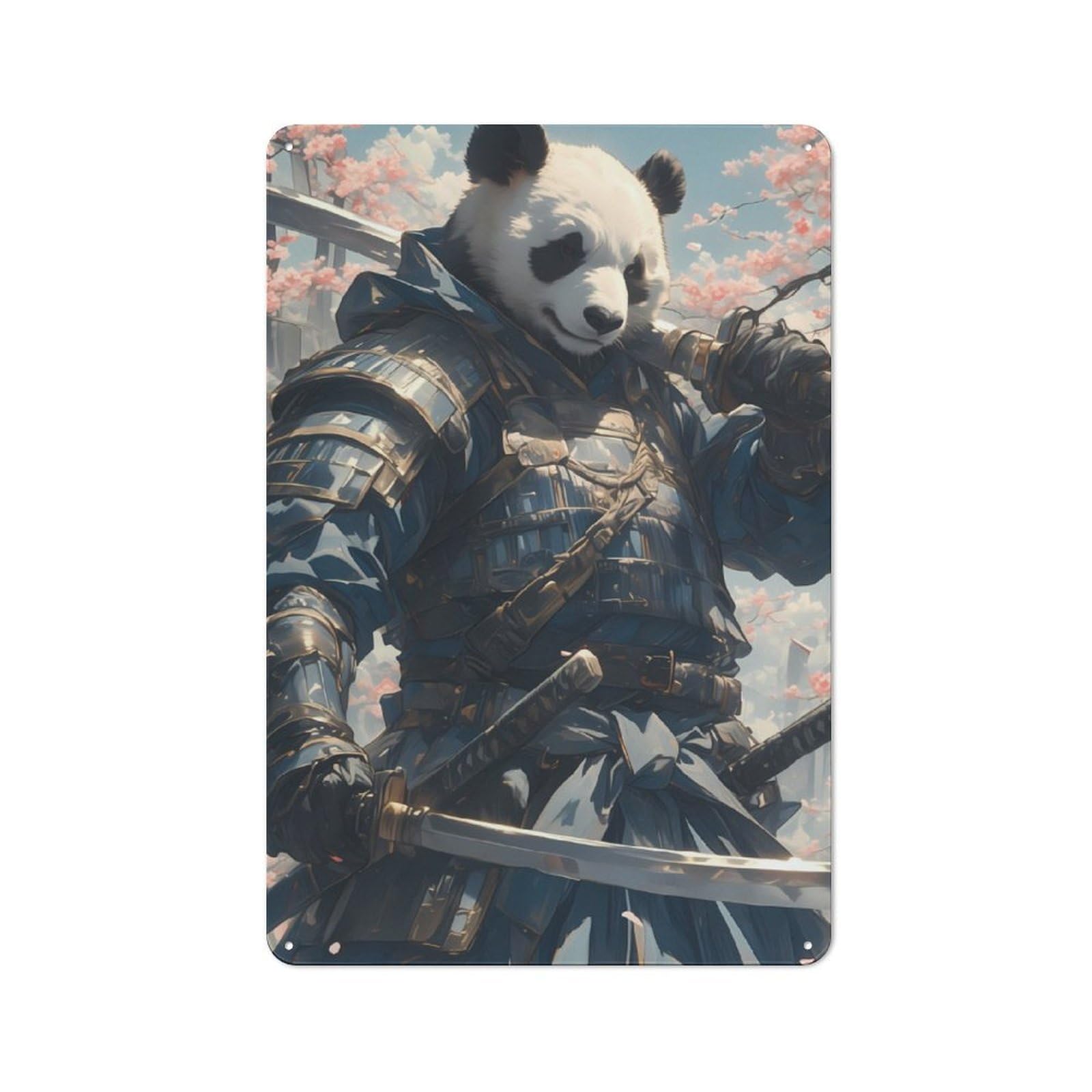 Junmoney Panda Fighter Tin Wall Plaque 30X20cm With For Dining Room Or Kitchen, For Collectors Decorating Kitchens And Dining Spaces