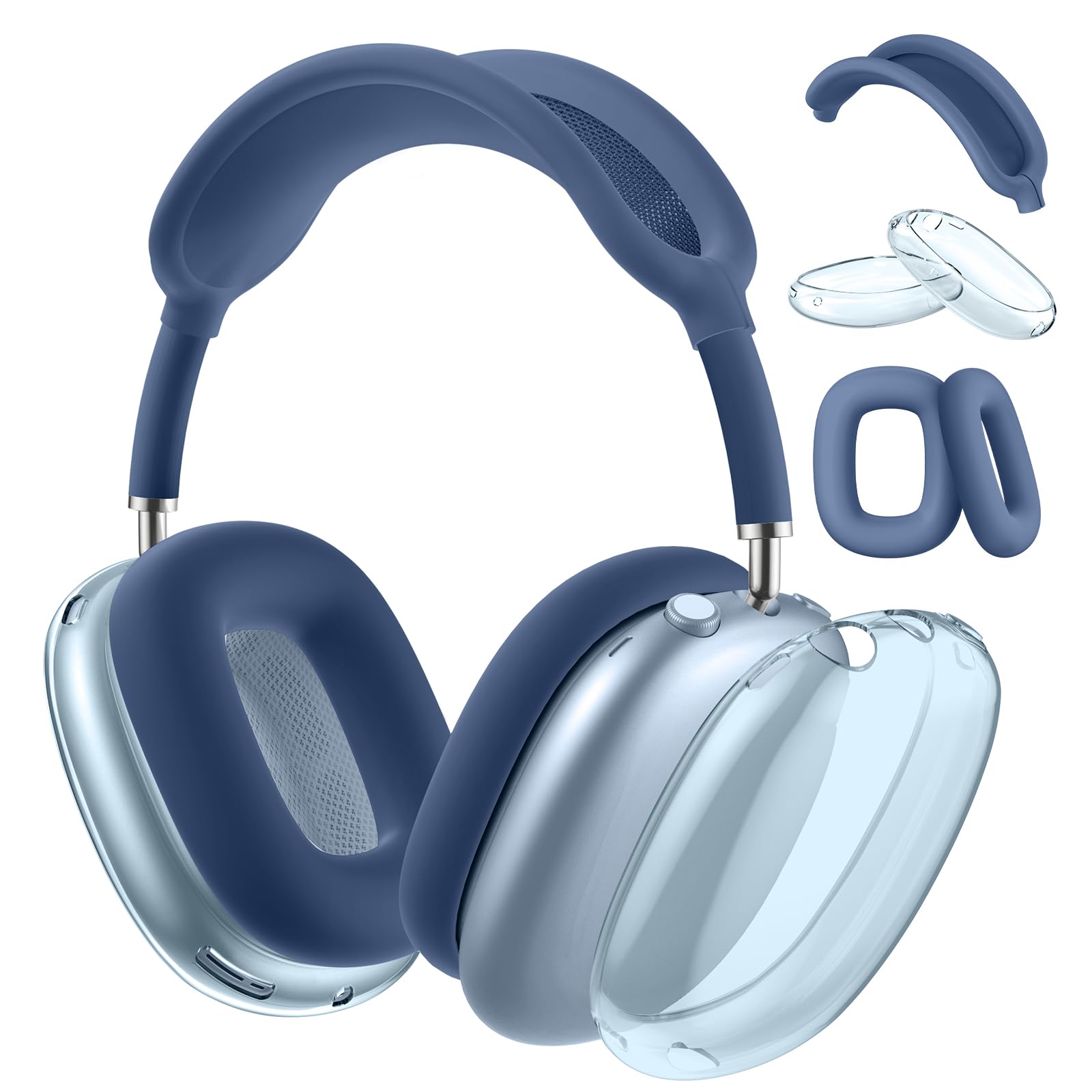 Compatible with Apple AirPods Max Case,Clear Soft TPU Anti-Scratch,Ear Pad Case Cover/Ear Cups Cover/Headband Covers for AirPods Max Headphones,Blue