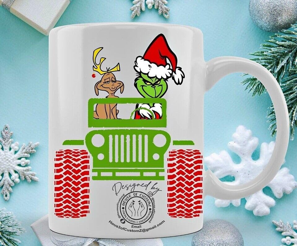 The Grinch Jeep White Ceramic 11oz Mug Coffee Mug Printed Coffee and Tea Ceramic Mug- 320 ML Ceramic Coffee Mug 1733