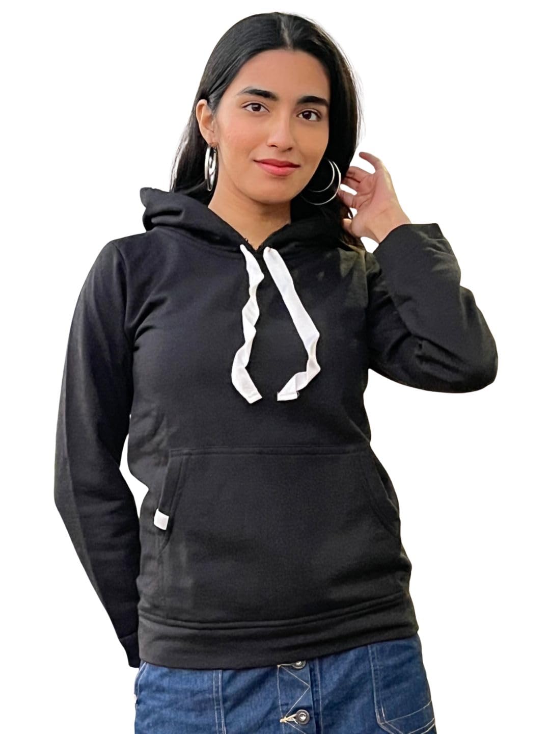 tandul Women's Solid Black Sweatshirt- Fleece Style Full Sleeve for Office, Casual, Festive & Party (12124)-picture-14