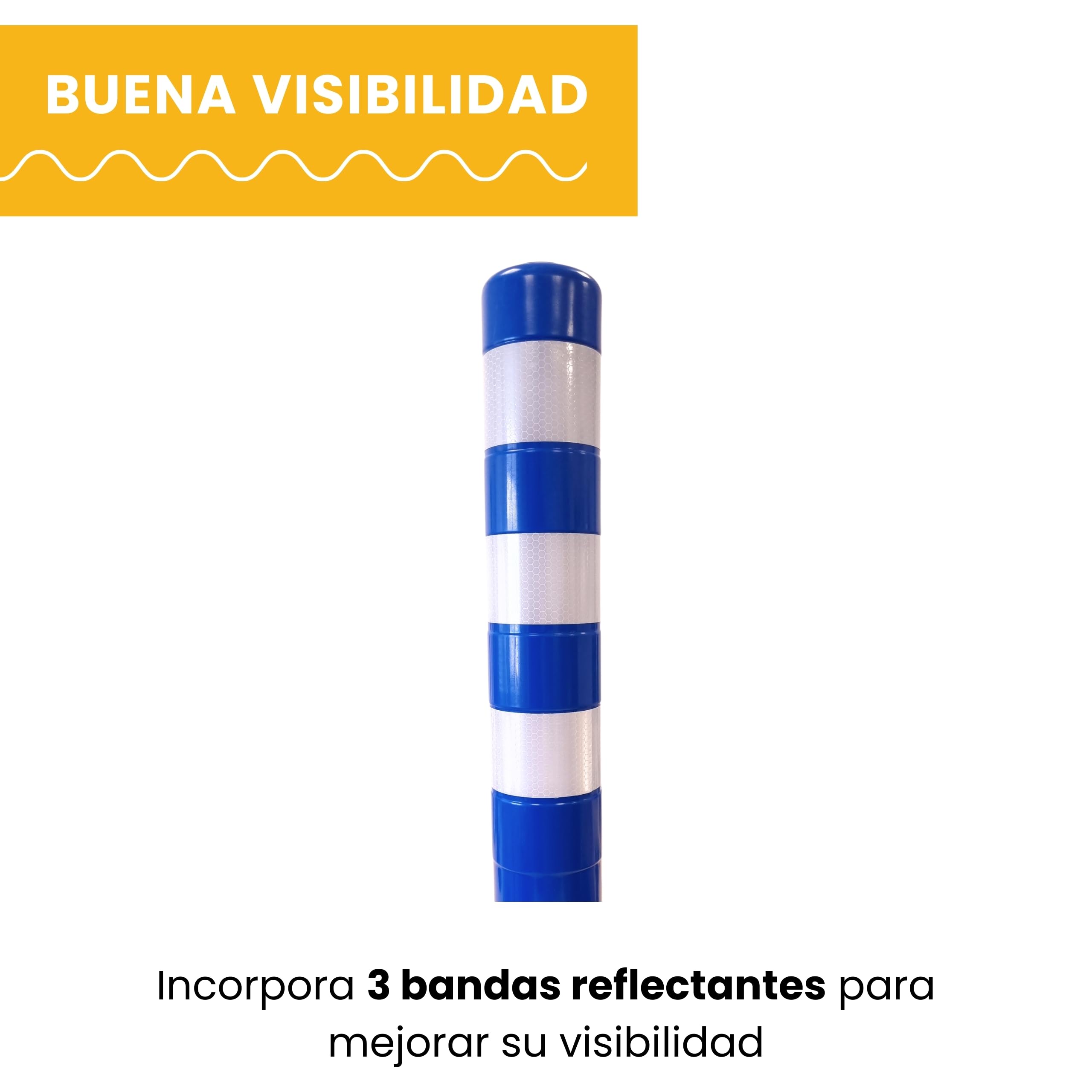 PARKING FACIL | Borne de signalisation avec bandes réfléchissantes | Taille : 75 cm | Couleur bleue | Vis incluses | 1 unité