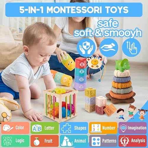 Zxtwtoy Giochi Montessori Neonato 6 Mesi, Giochi