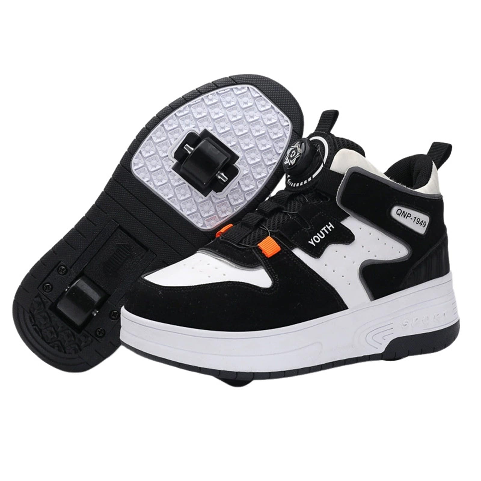 Surwin Schuhe mit Rollen Kinder Mädchen Jungen, Drehschnalle Halbhoher Turnschuhe mit Einziehbaren Hinterrädern, Rollschuhe Schuhe Skateboardschuhe Roller Skate Shoes Rollschuhe
