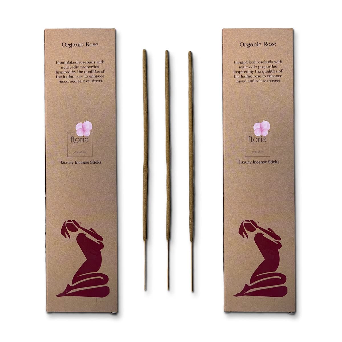 Amayah Organic Rose Incense Sticks Agarbatti - Pack of 2 | Organic Luxury Incense Sticks | Charcoal Free & Natural Agarbatti for Pooja | Hand-Rolled 50 Incense Sticks