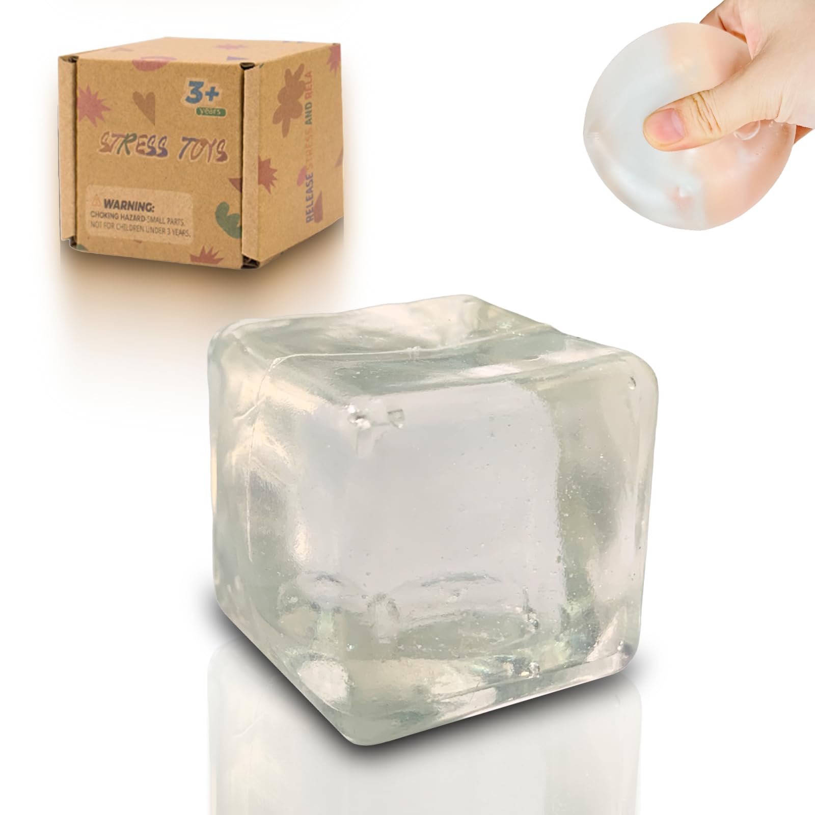 Graphinza Squishy Cubes Squeeze Toys, 1.96" Squishy Cubes Squeeze Toys, Ice Cube Fidget Toy, Sensory Fidget Toys