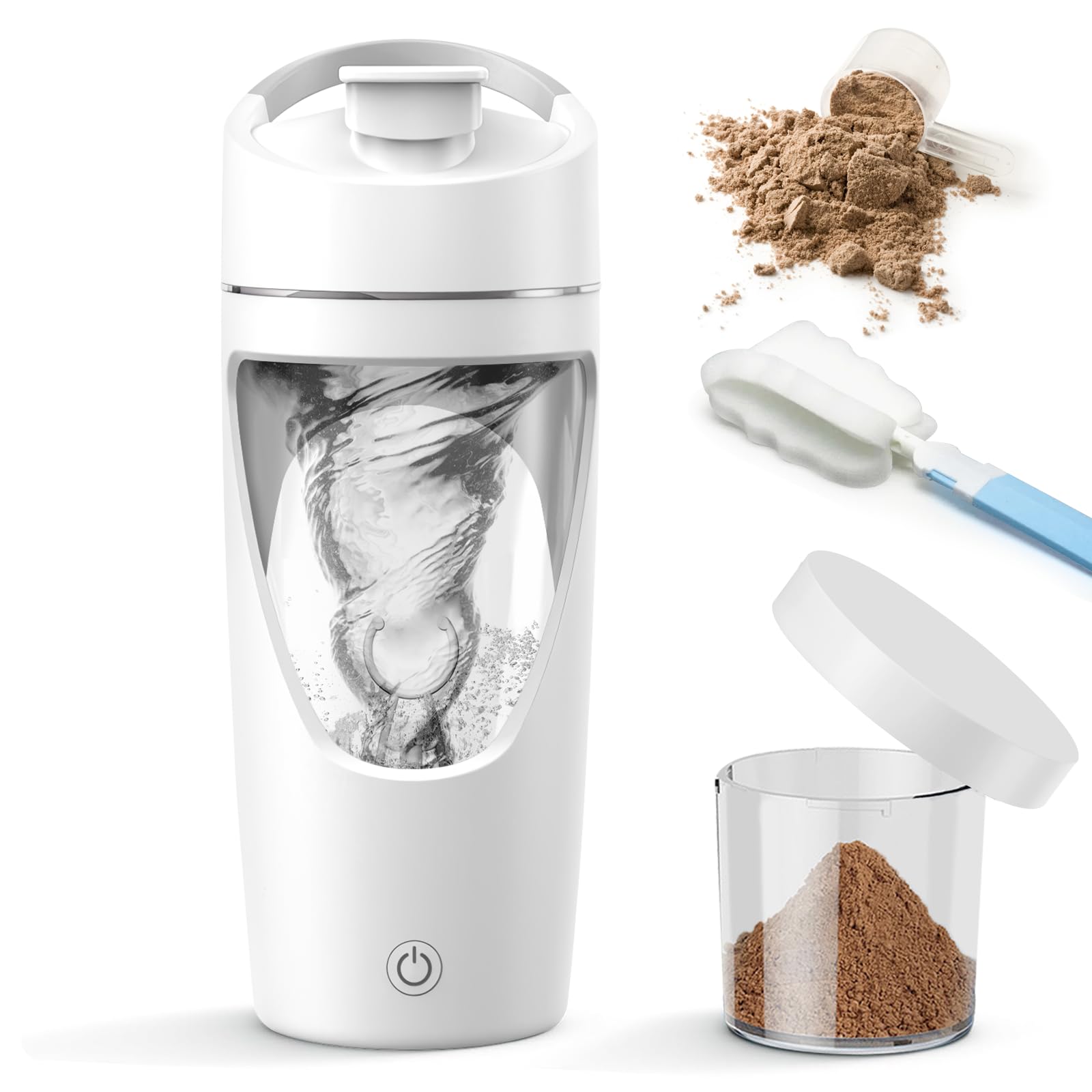 Shaker électrique de protéines de 700 ml avec stockage de suppléments, shaker pour boissons protéinées rechargeable par USB C, fabriqué en Tritan, puissant pour des boissons protéinées lisses, sans