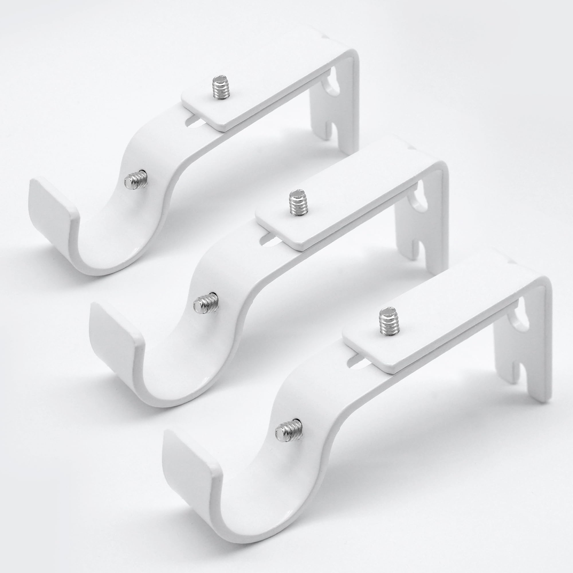 Curtain Rod Brackets Adjustable, 3 Pack Premium Rod Brackets for Wall, Curtain Rod Holder, Drapery Rod Holders Hardware Window Curtain Rod Support