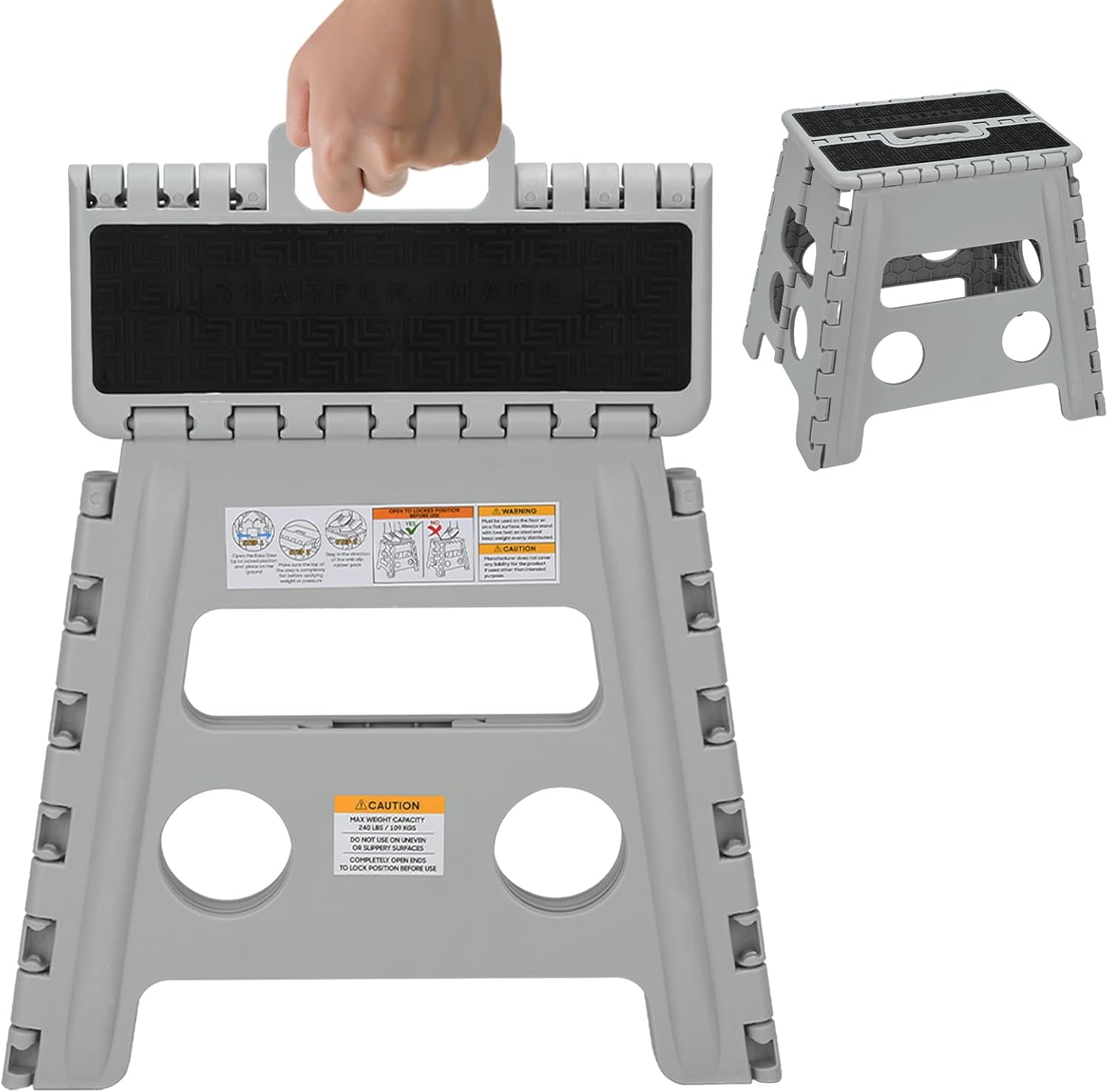 Folding Step Stool 12.6″ Heavy Duty footstool Camping stool with Carrying Handle Portable Plastic waterproof Footstool MAX Weight 136KG Fit Adults & Children for Kitchen, Bathroom and Outdoors