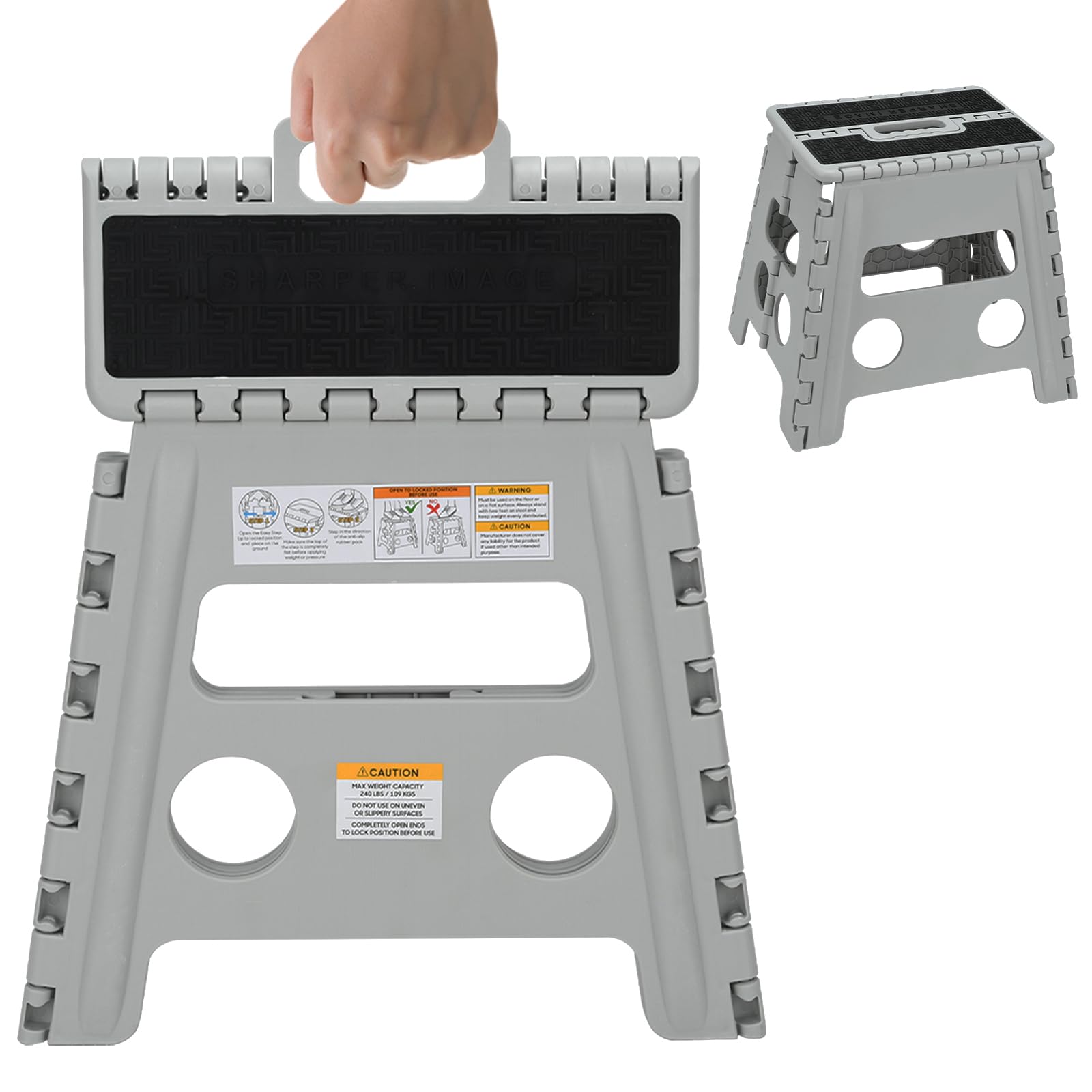 Klappbarer Tritthocker 32 cm robuster Fußhocker, Camping-Hocker mit Tragegriff, tragbar, Kunststoff, wasserdicht, Maximalgewicht 109KG Fit Adults & Children for Küche, Bad and Außenber