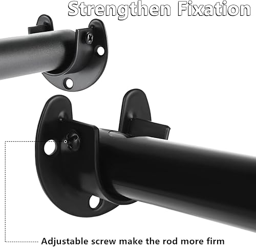 Miniatura 7 de RHBLME 10 soportes de acero inoxidable para barra de armario, color negro, 1-1/4 pulgadas de diámetro en forma de U, resistentes extremos de barra