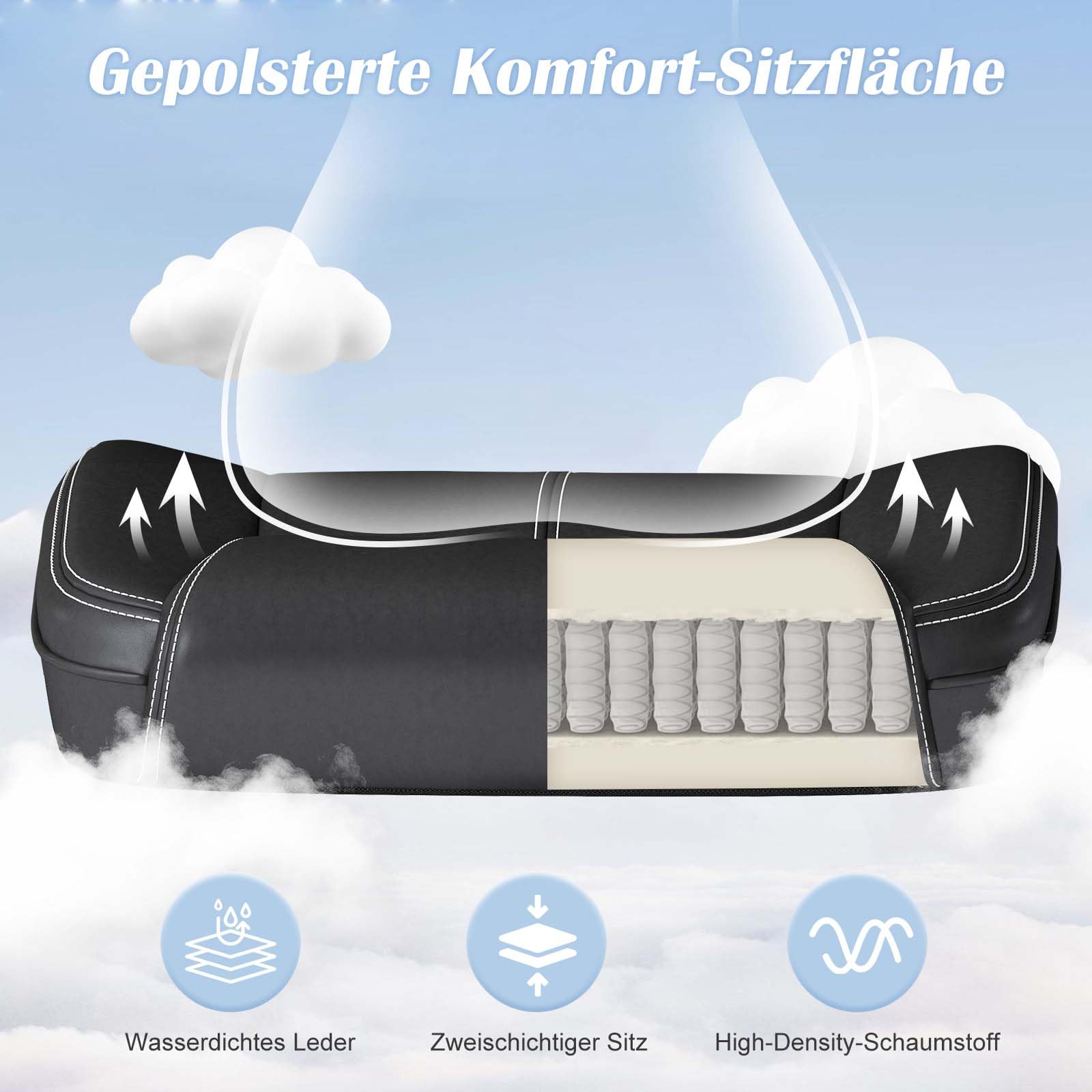 AnyGod Ergonomischer Bürostuhl, Chefsessel aus Kunstleder mit Hochklappbaren Armlehnen, Drehstuhl Schreibtischstuhl Höhenverstellbar, Belastbar bis 136 kg, für Homeoffice und Büro