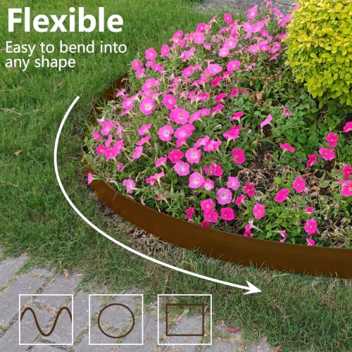Landscape Edging 4 Inch Tall 150FT with 160Pcs Metal Spikes, Plastic Garden Edging Border Landscape Edging Border Lawn Edging for Landscaping, Flower Bed, Yard(Brown) by LXVOOEE - Used condition - Image 5