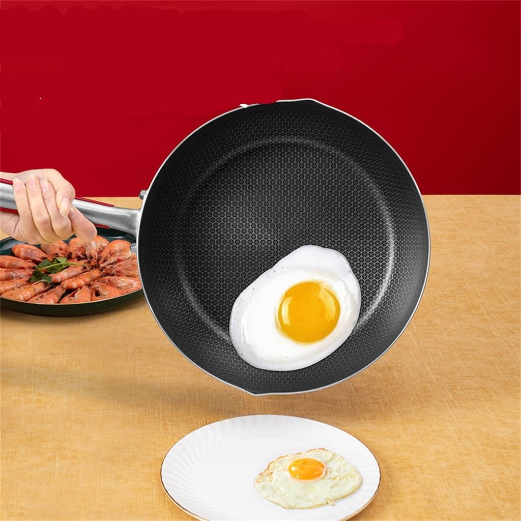 Padella in acciaio inox con fondo piatto antiaderente, senza rivestimento, per neve, D-28 cm