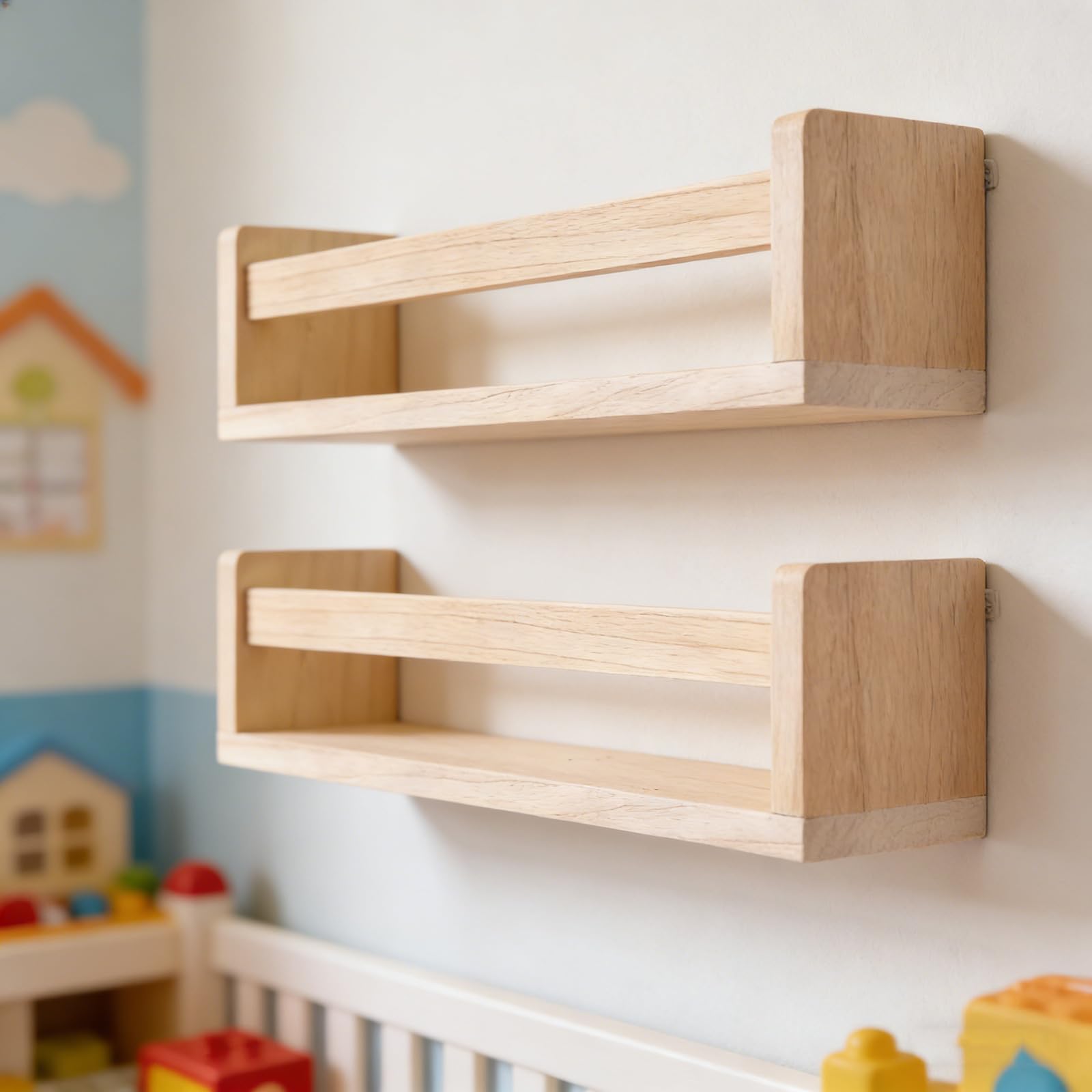 Mensola sospesa decorativa per la cameretta dei bambini progettata per riporre libri, oggetti e ricordi in modo sicuro Decorazioni rurali per la cameretta dei bambini