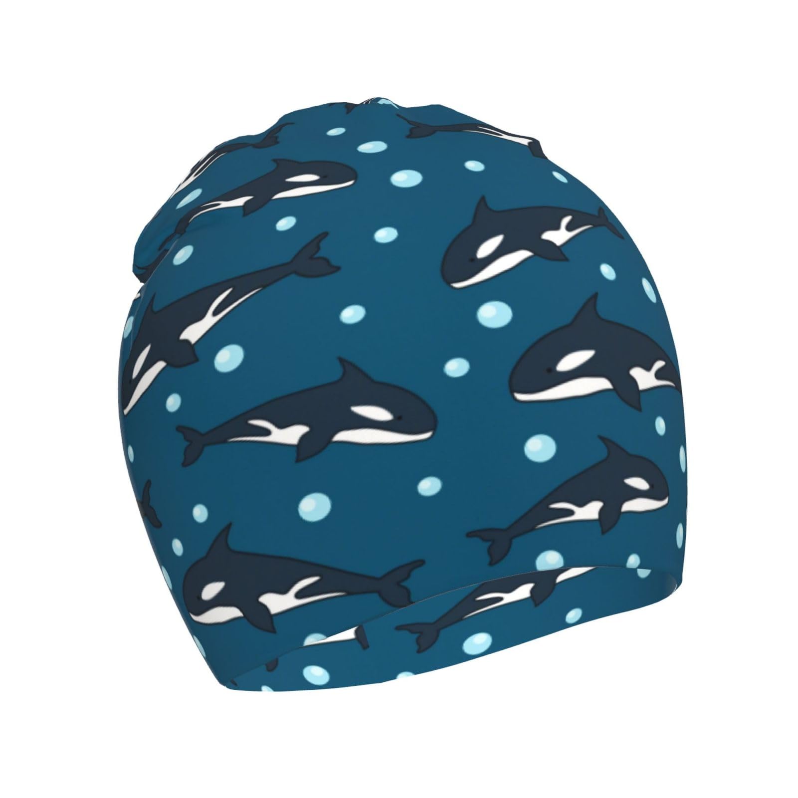 Whale Animal Pattern Kids Beanie Hats Warm Knit Beanie Cap Skull Caps Gifts Decor for Boys Girls White