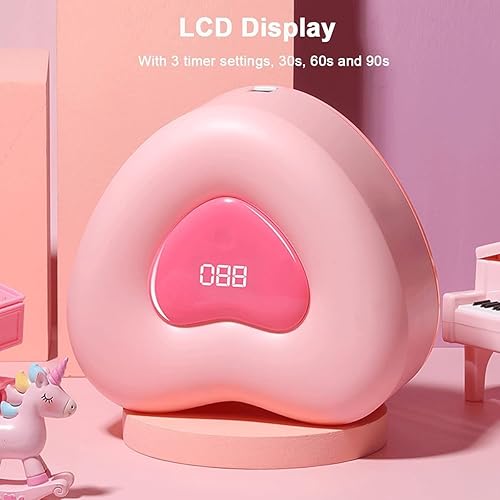 Miniatura 6 de Lámpara de uñas LED UV de 120 W, esmalte de uñas de gel rosa en forma de corazón, luz LED UV con 3 temporizadores, lámpara de gel profesional para