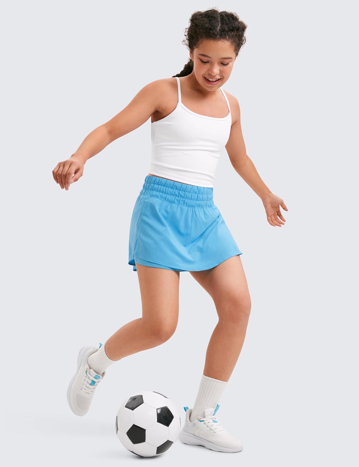 CRZ YOGA Girls Feathery-Fit Soft Skirty Athletic Shorts - Tennis Soccer Casual Flowy Ruffle Zip Pocket Liner Kids Teen - Image 2