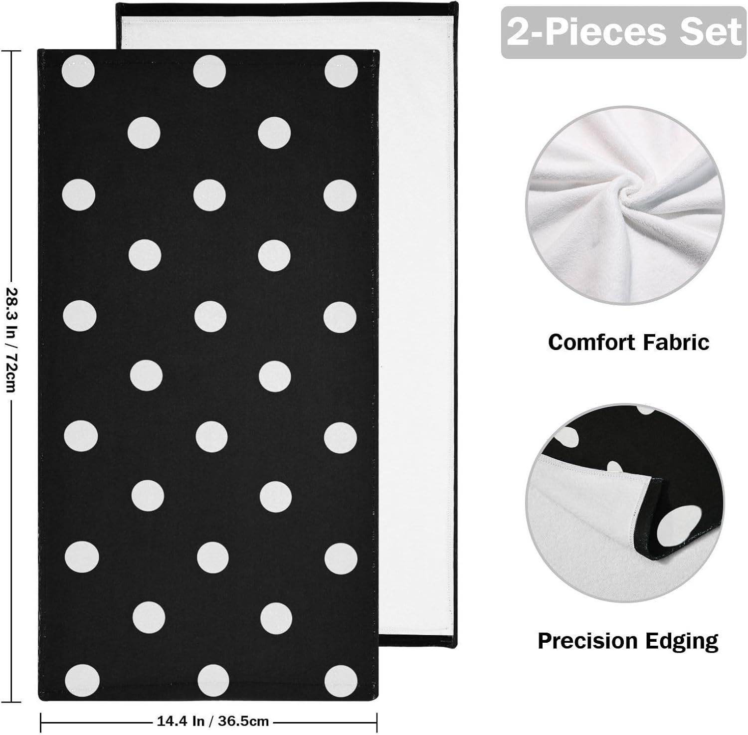 2 Pack Polka Dots Hand Towels Soft Absorbent Vintage Black and White Spot Doodle Pattern Bathroom Decor 14"x28" Abstract Modern Guest Face Bath Towels,Decorative Towels for Bathroom,Kitchen - Image 2