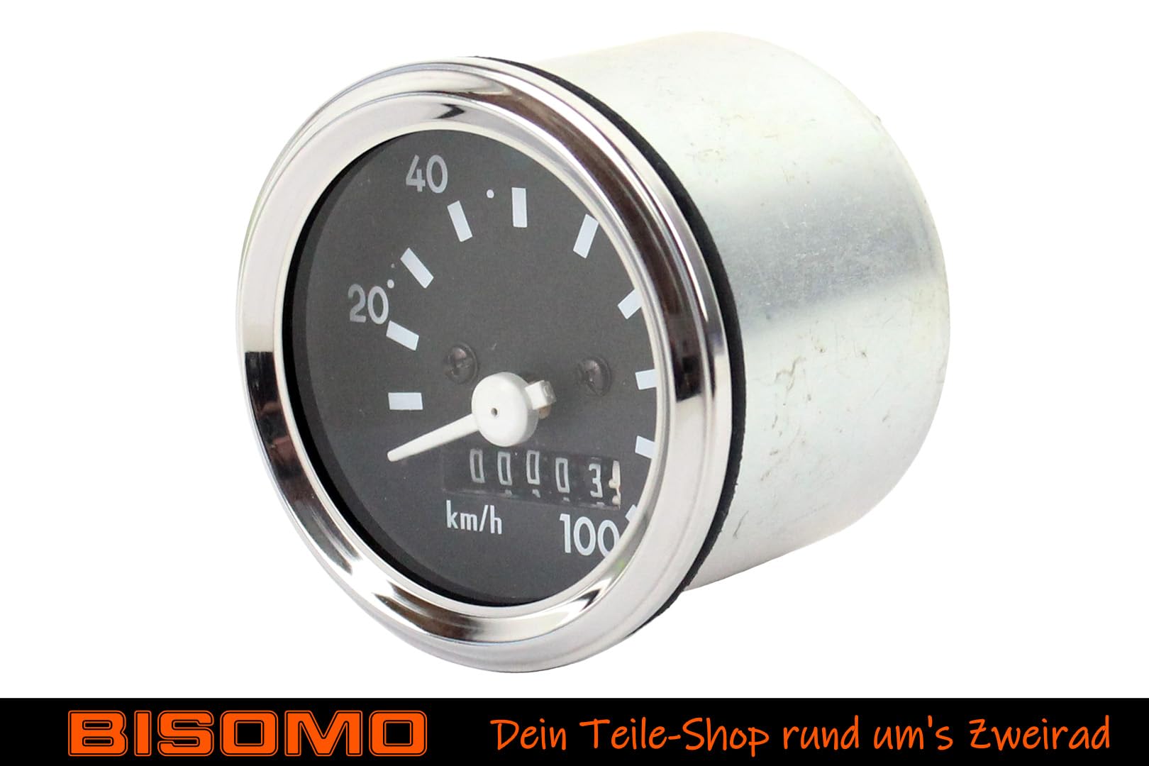 Tacho Set, Tachometer 100km/h Ø 60mm mit Chromring Blinkkontrolle + Tachohülle für Simson S50 S51 S53 S70 S83 109