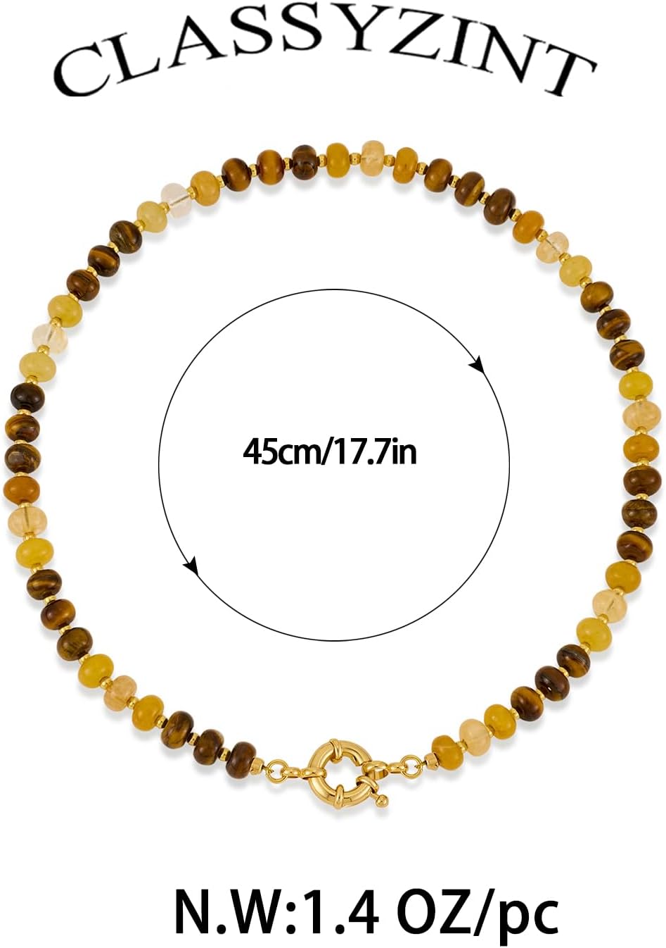 CLASSYZINT Amber Stone Beaded Gemstone Necklace for Women Boho Rainbow Bead Choker Neckalce Natural Stone Necklace - Image 5