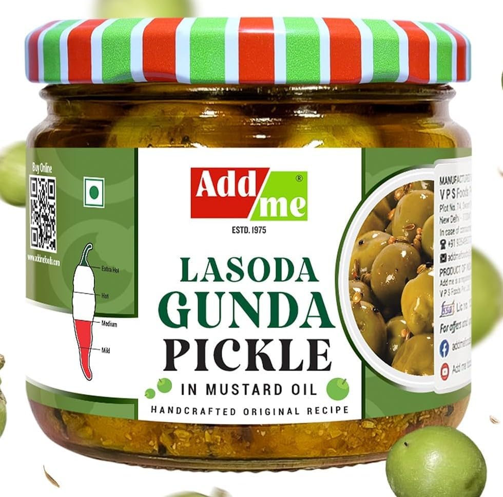 Add Me Lasoda Gunda Pickle in Mustard Oil 300g, Rajasthani lasode ka achar Glass Pack