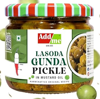 Add Me Lasoda Gunda Pickle in Mustard Oil 300g, Rajasthani lasode ka achar Glass Pack