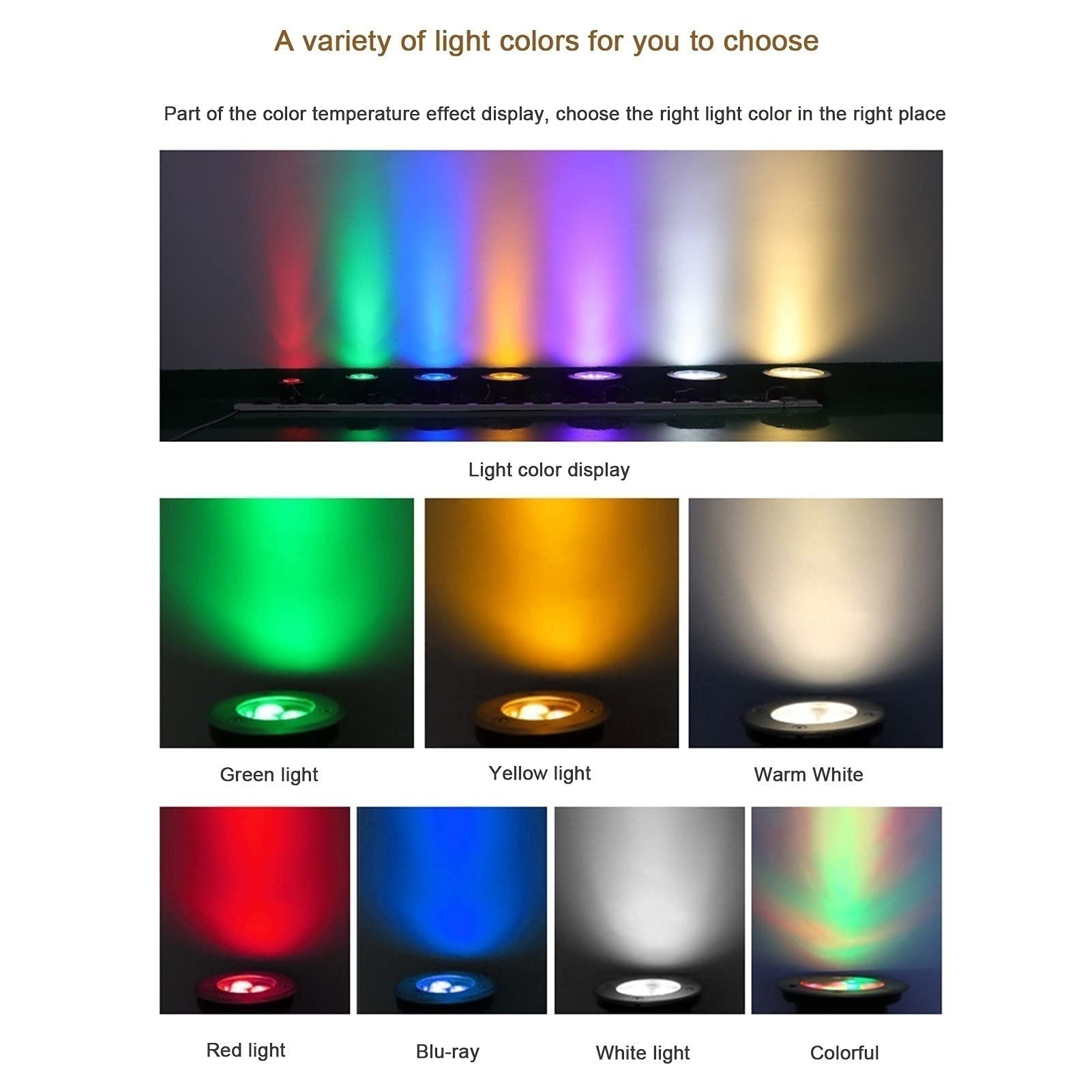 Faretto da incasso a LED for esterni - Luce subacquea impermeabile IP68, Lampada da giardino interrata in acciaio inossidabile CA 12V, for laghetto, piscina, illuminazione del paesaggio (Color : Warm
