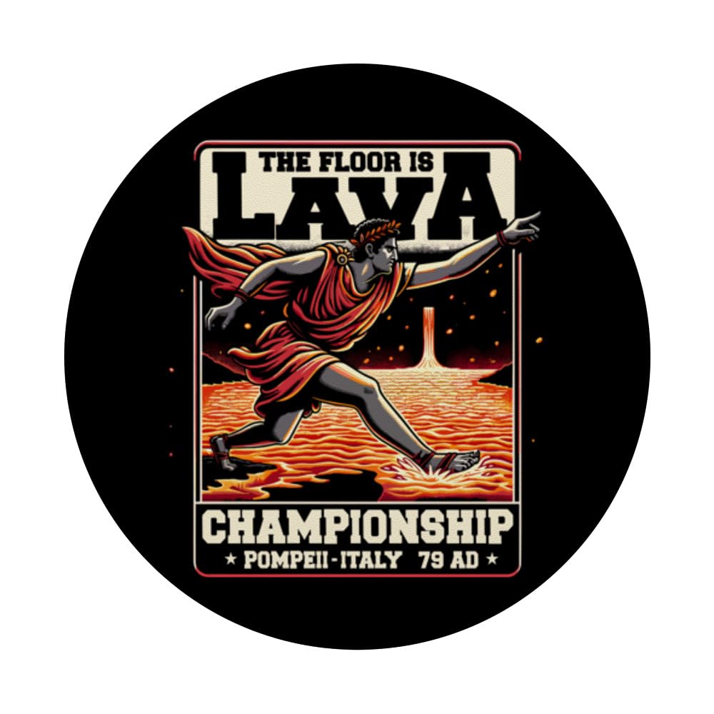 The Floor Is Lava Pompeii Championship PopSockets Swappable PopGrip, Black - Image 3