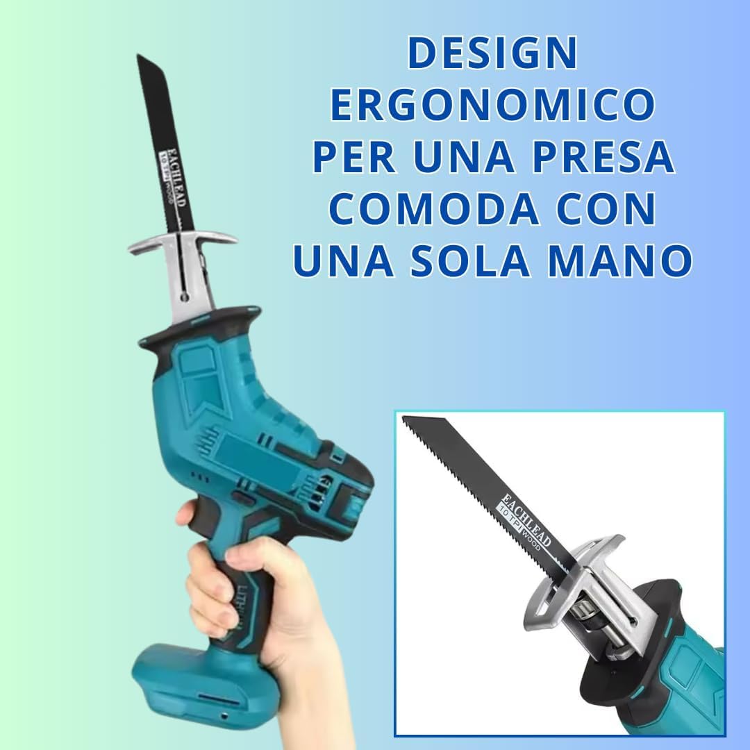 Sega Elettrica per Carne e Ossa Senza Fili, Kit Seghetto Manuale Potente con Luce LED e Scatola di Ricarica, Motore Brushless per Taglio Carni Fresche/Congelate e Ossa di Manzo/Maiale (48V)
