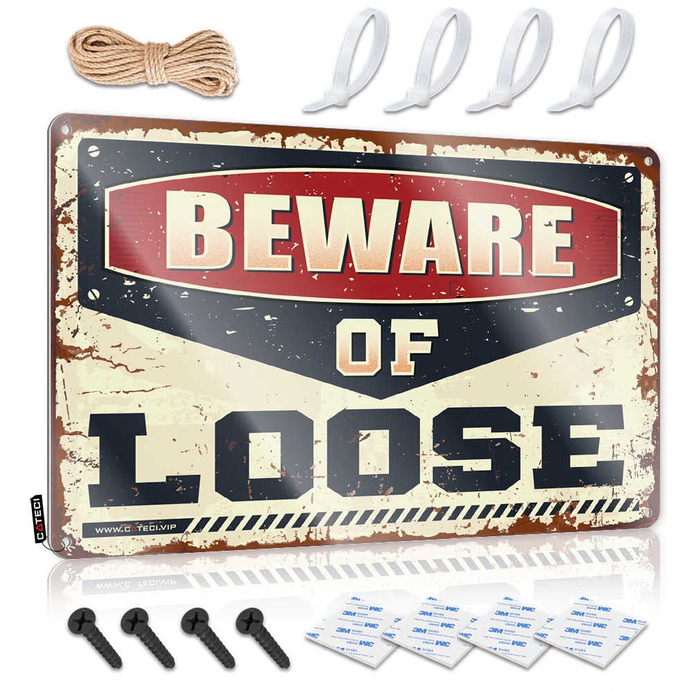 Mwfkkaddb One Color Tin Metal Sign Beware Of Loose Sign Man Cave Funny Signs Funny Tin Signs Vintage(30X40cm)