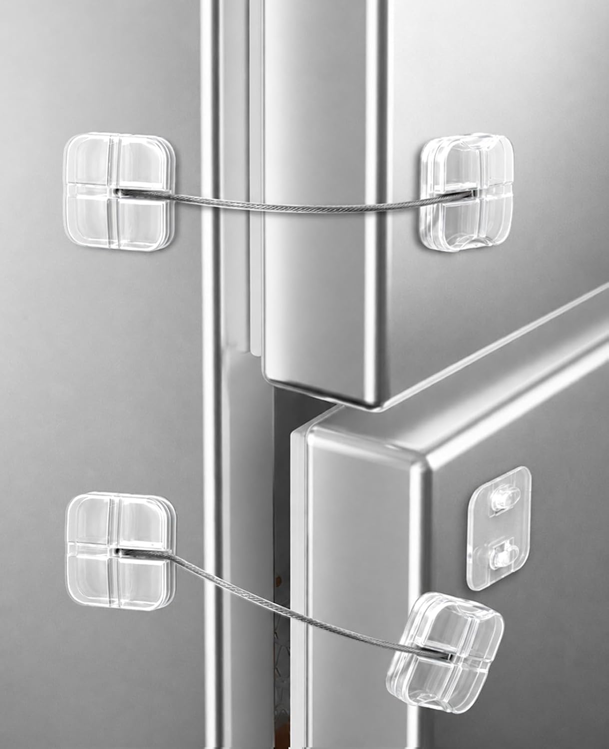 Roctee Refrigerator Lock Clear, 6 Pack Baby Proofing Locks For Cabinet And Drawer, Dresser, Child Safety Furniture Latch For Fridge, Cupboard, Oven, Includes 12 Replacement Adhesive Pads (Transparent)
