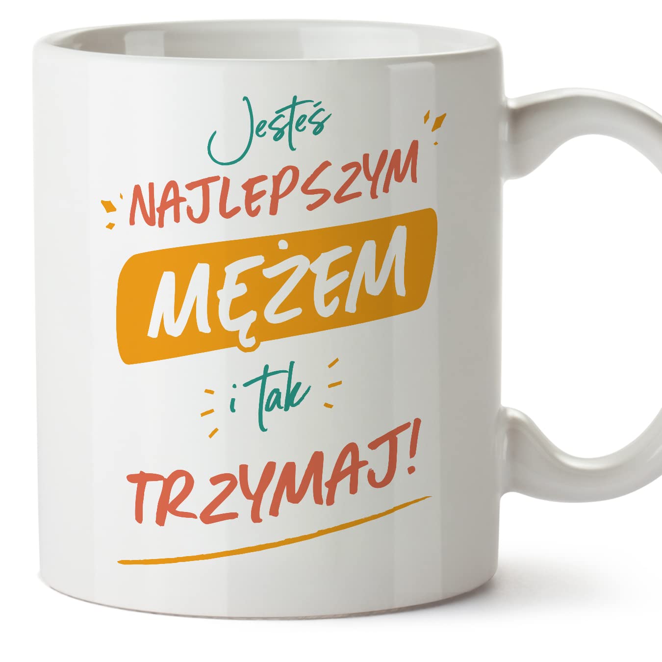 MUGFFINS Husband Mug - in Polish - Jesteś najlepszy tak trzymaj - Funny Gift - Ceramic 11oz Mug