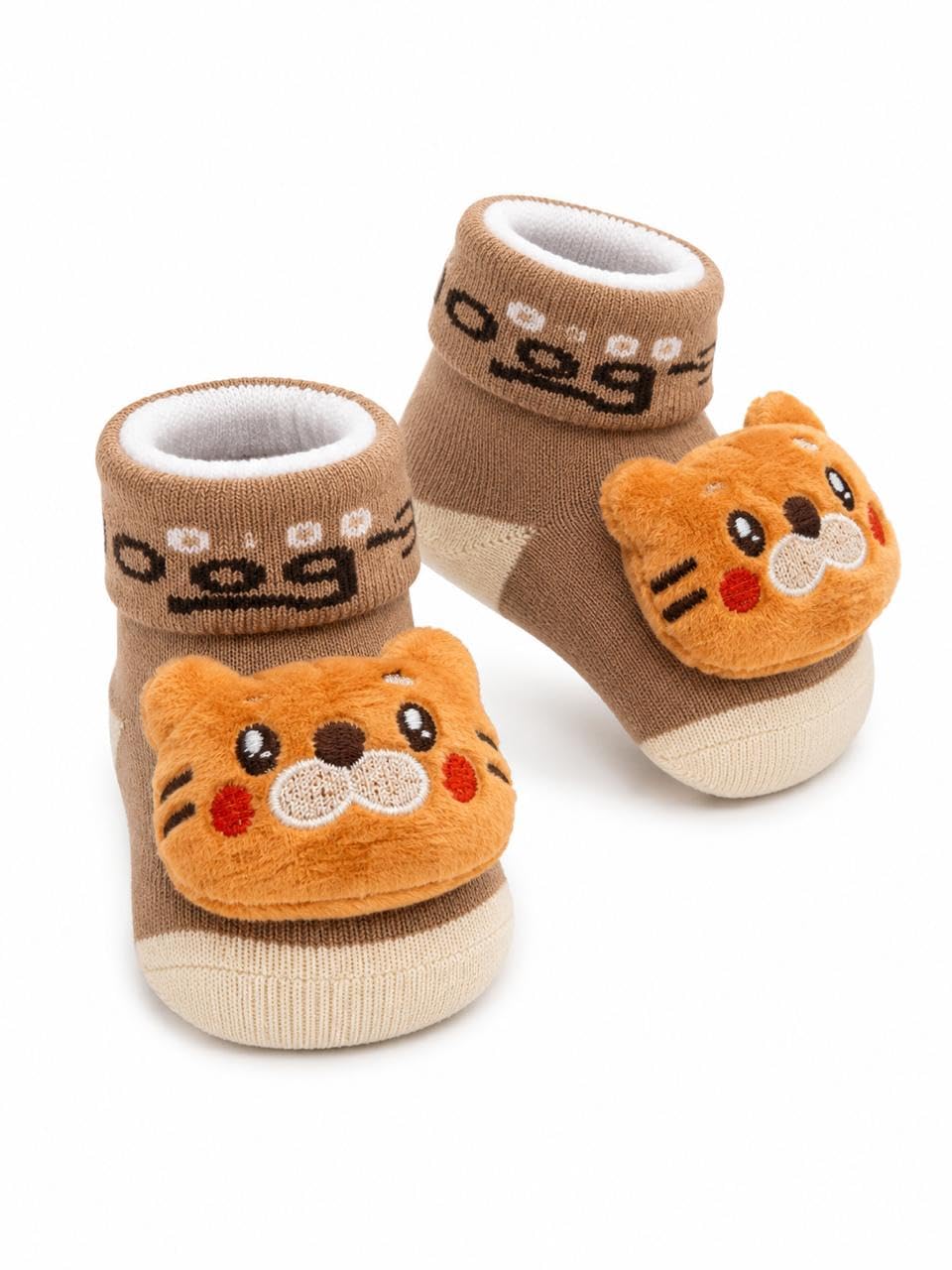 JSR TRENDZ Baby Boys Soft Cotton Cartoon Booties for Newborn Babies | Anti-Slip Warm Booties | Brown Tiger Design-image-13