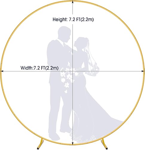 Miniatura 5 de Chignon Soporte de fondo redondo de 7.2 pies, soporte de arco de globos, marco de arco de boda de círculo de metal para bodas, fiestas de