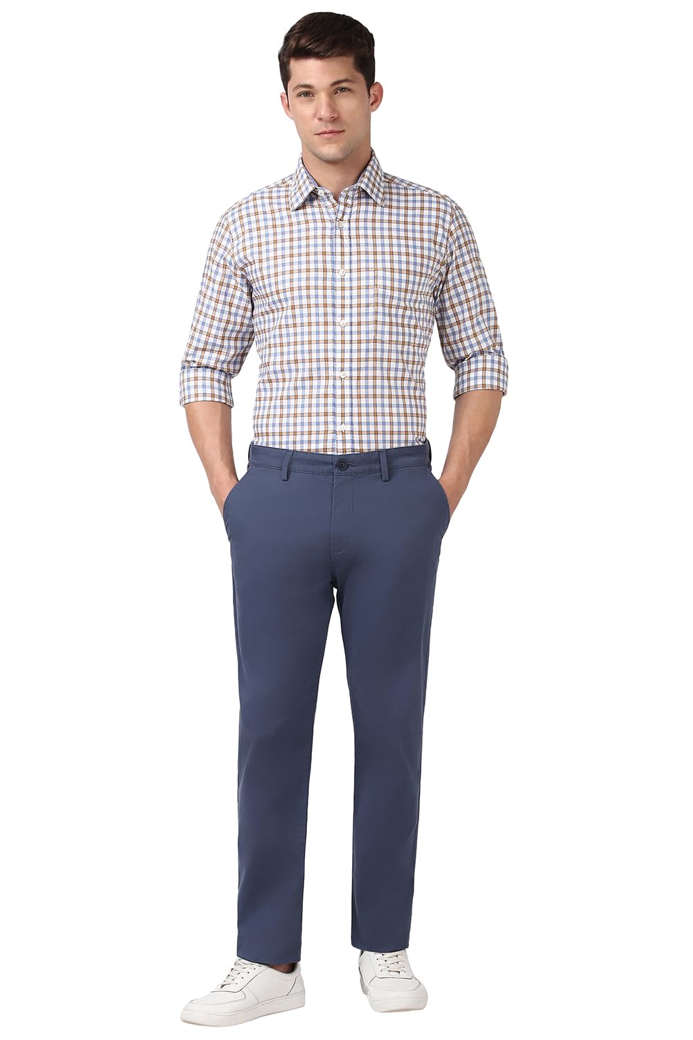 Peter England Men Mid Rise Slim Casual Pants (PCTFSSSBR44099_Blue, 30 - Image 5 thumbnail