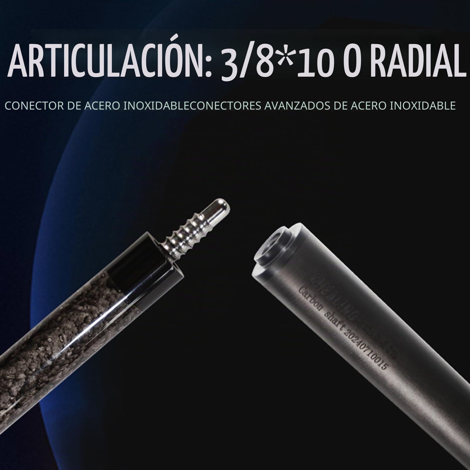 KHEALING - Cola de billar de fibra de carbono, 142 cm, punta de 12 mm, Carom Billiards - Cola profesional con Chalk y guantes