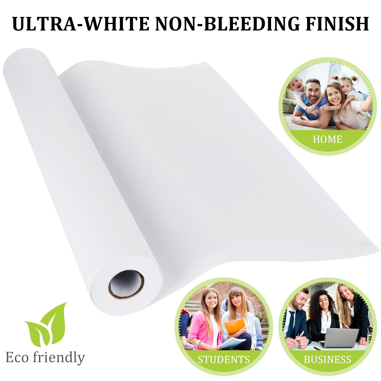 ASelected 2 Stück Zeichenpapier Rolle Weiß, 43cm x 25M Papierrolle Malen Kinder Papierrolle Zeichnen 70g/qm für Kleinkinder, Staffeleipapier, Flipchart, Wandkunst, Geschenkpapier