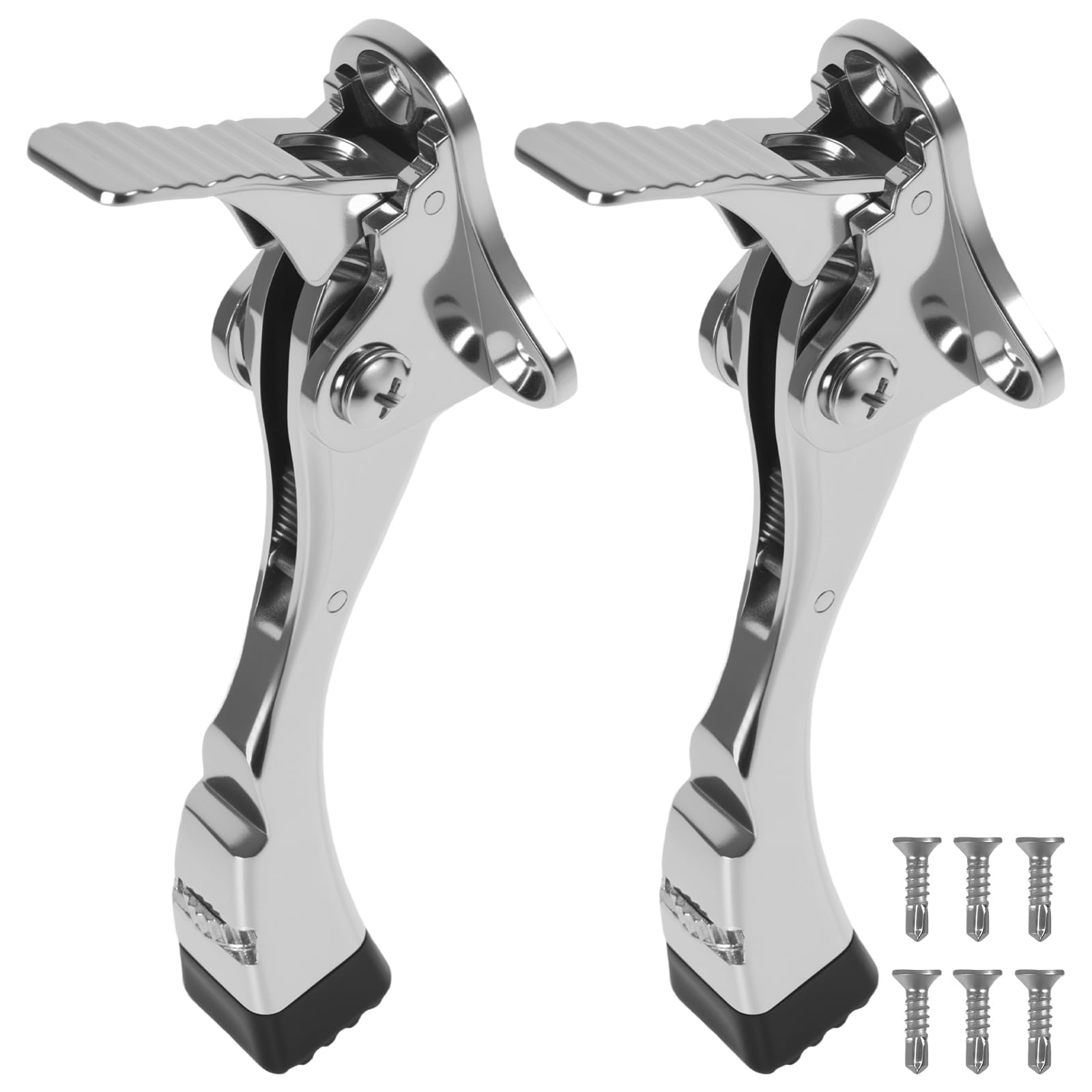 Lulobtg Silver 2 Pcs Kickdown Door Stoppers Stainless Steel Heavy Duty Door Stop For Bottom Of Doors