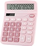 Cute Desktop Basic Calculator for Kids, Dual Solar and Battery Power, Simple 4 Functions and Basic Financial Calculations with Big Buttons and 12 Digit Large Display for Office, Home, School